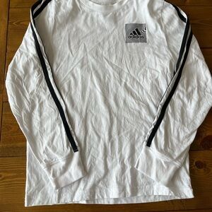 Adidas White Long Sleeve Shirt with Black Stripes